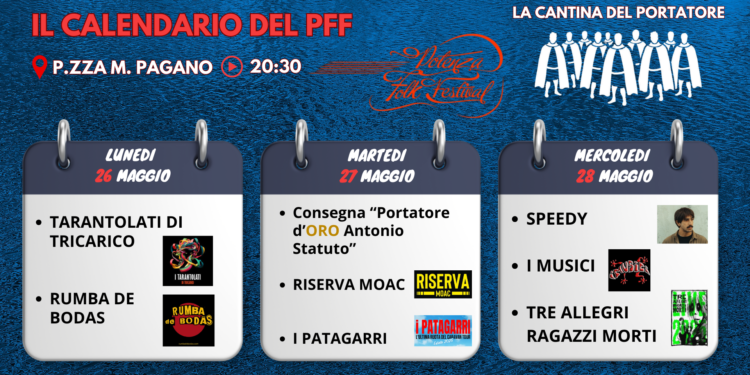 La locandina con il programma dei concerti del Potenza Folk Festival