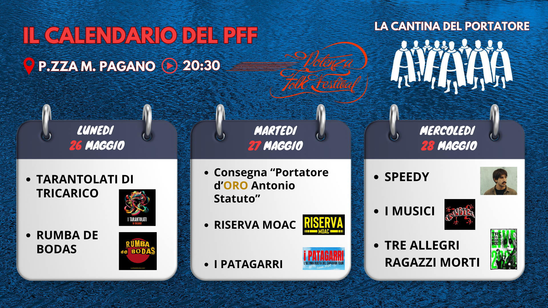 La locandina con il programma dei concerti del Potenza Folk Festival